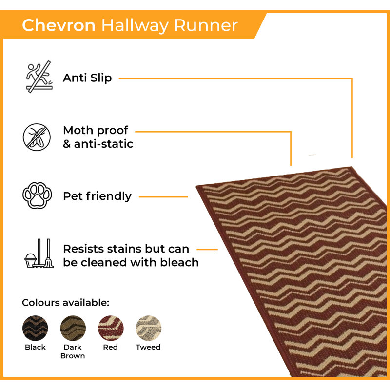 Andres Chevron Hand Woven Indoor Area Rug, Rectangle 80 x 150cm