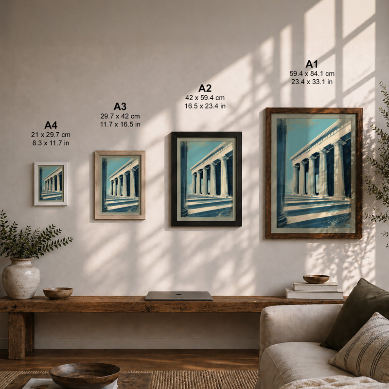 Columns and Sky Modern - Framed Print, A2 - 59.4 x 42.0 cm, White
