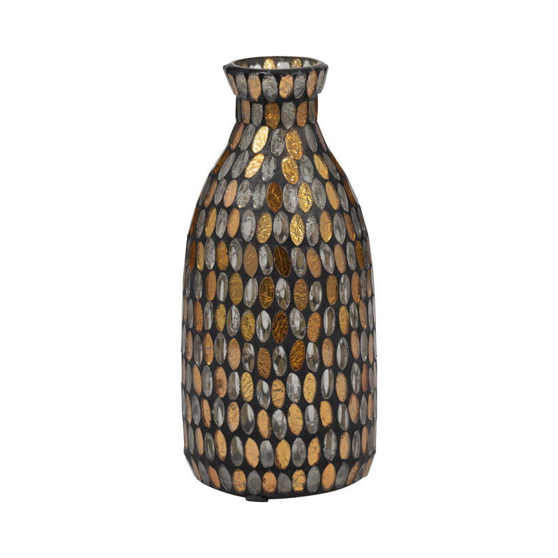 Decorative Glass Vase Glam Mosaic Style Accent Piece Glamorous Handcrafted Glass Vessel with Textured Detailing and Bold Artisanal Charm for Statement Decor in Contemporary and Glam-Inspired Spaces