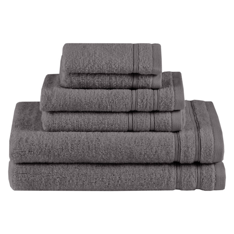 400 GSM Essential Bundle Grey 100% Cotton Quick Dry Super Soft 6-Piece Towel Set, Gray, 6 Piece Towel Set