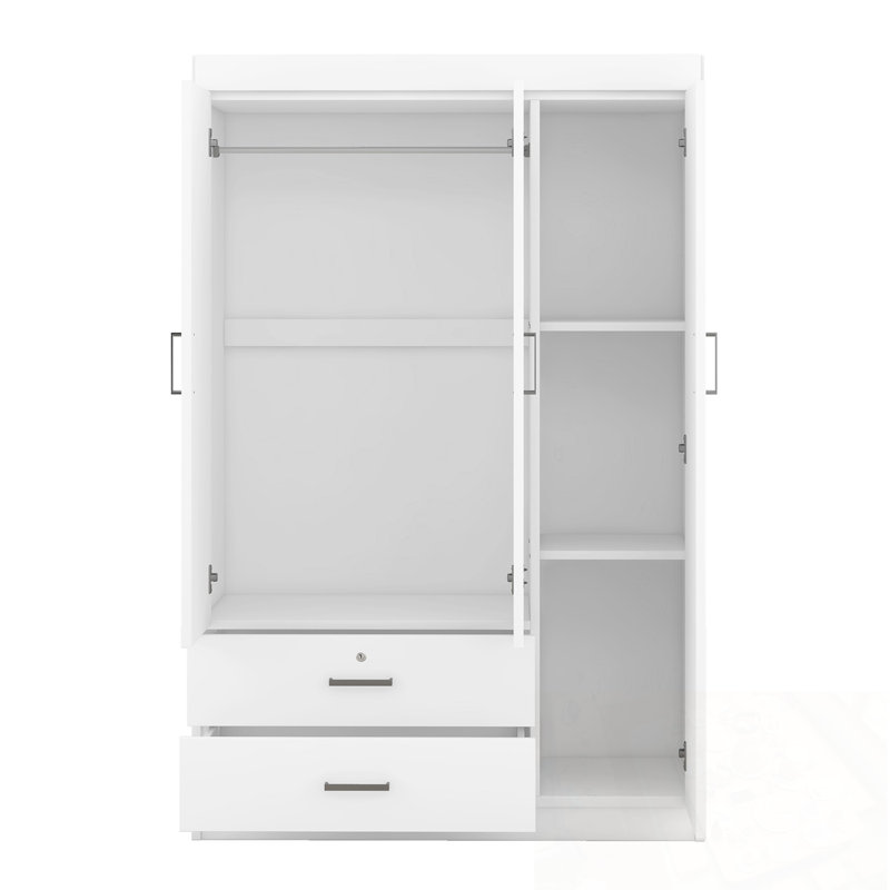 Miroir 3 portes Simran avec tablettes, Blanc