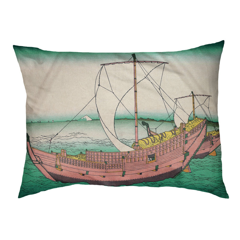 Coussin pour chien kazusa sea route Burkart, Moyen (l 42,5 po x P 32,5 po x H 4 po), Vert / Saumon / Gris