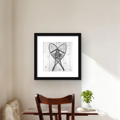 Raquettes à neige rétro en bois monochrome | Imprimé rustique des Fêtes