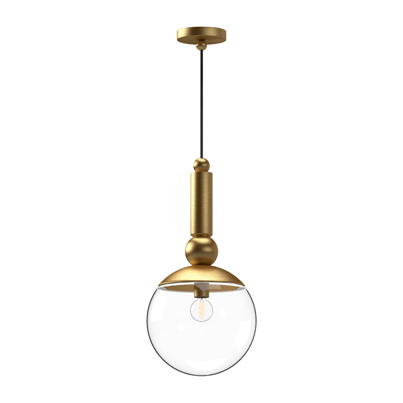 Luminaire suspendu sphère 1 lumière Delilah, Or brossé