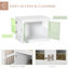Table de bout pour chien avec portes triples, cage à chien en bois pour l'intérieur, cage pour chiots et tubes en acier, pour petits chiens, blanc