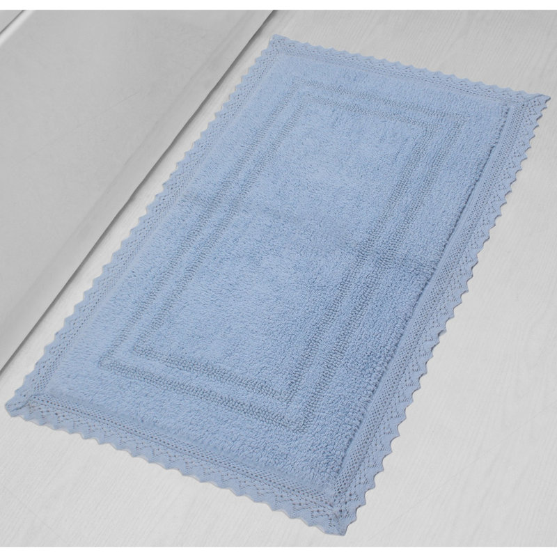 Tapis de bain réversible 100% coton Opulent Bathmat, l 24 po x L 40 po, bleu