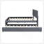 Lit plateforme tapissier avec tête de lit à motif brique et gigogne simple, tissu en lin, gris, idéal pour les chambres à coucher modernes et élégantes