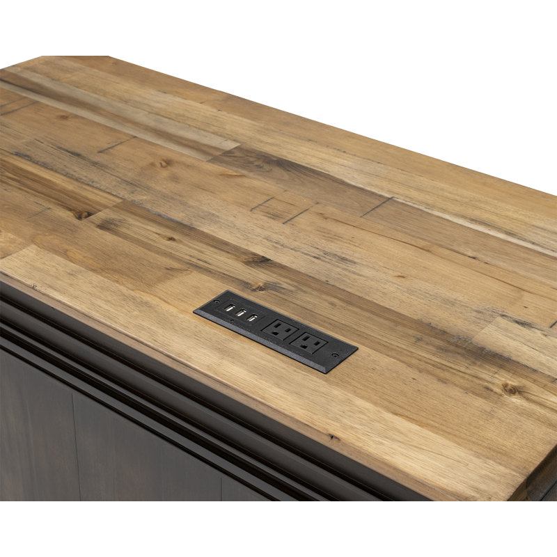 Brown Transitional L-Shaped Executive Desk with Power Outlet and USB Port