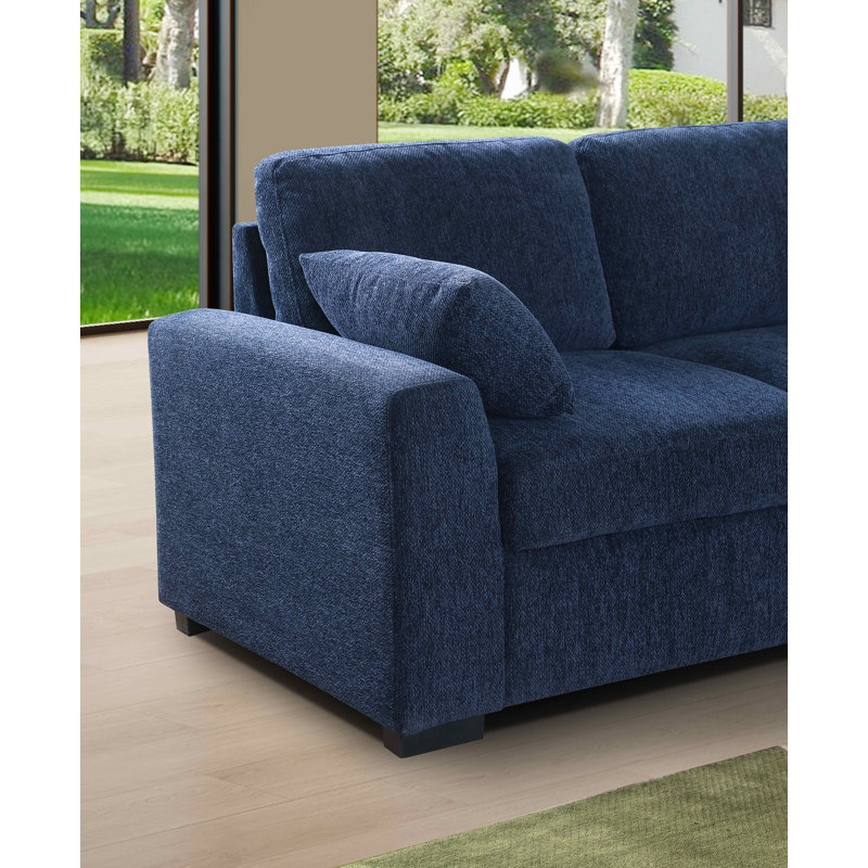 Canapé-lit modulaire surdimensionné en U avec canapé-lit Manfried, Chenille bleu