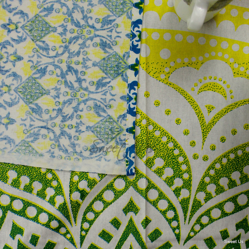 Nappe en coton 60 x 98 pouces, Vert/jaune