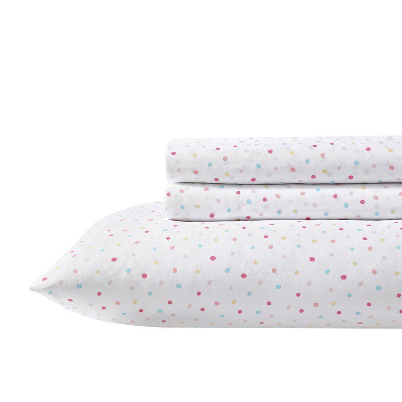 Laura Ashley Kids Cozy Printed Sheet Sets, Twin XL Sheet Set with 1 Pillowcase, Confetti Pink