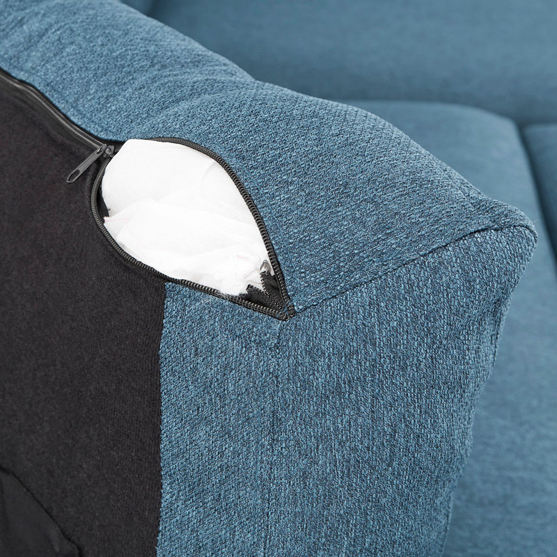 Myatt Upholstered L-Shaped Sectional, Navy Blue Polyester Blend, Right Hand Facing
