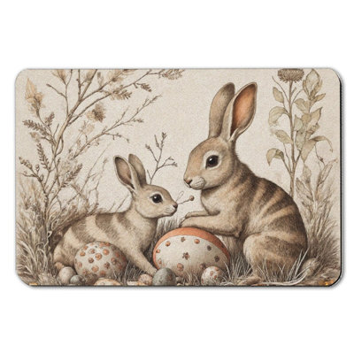 Vintage Bunnies with Easter Eggs Bath Mat, 36 x 24 inch