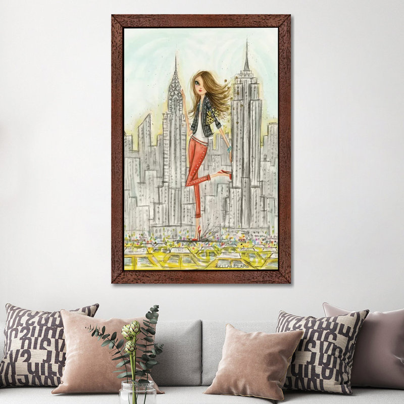 New York by Bella Pilar - Painting on Canvas, 152.5 cm H x 101.5 cm W, Brown Floater Framed
