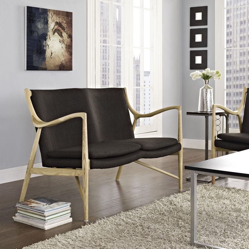 Modway Heed Loveseat, Wool/Viscose Natural Brown
