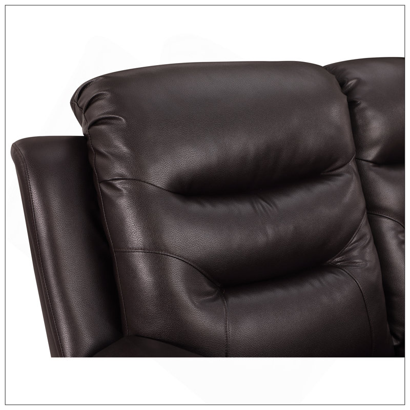 Causeuse inclinable en cuir Global, Brun, H 26 po x l 30 po x P 85 po