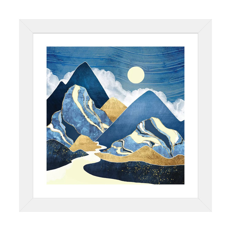 Moon River - impression d'art graphique, Blanc, Papier encadré blanc, H 24 po x l 24 po x p 1 po
