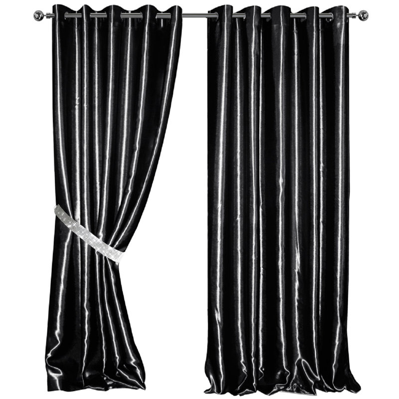 Magnhild Room Darkening Curtain Pair, Black, 165cm W x 228cm D