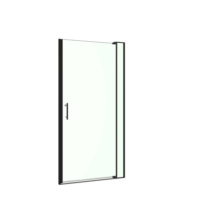 28-32"W X 72"H Left And Right Opening Universal Pivot Shower Door, Open Outside, With 1/4" And 5/16" Tempered Glass And Matted Black Finish
