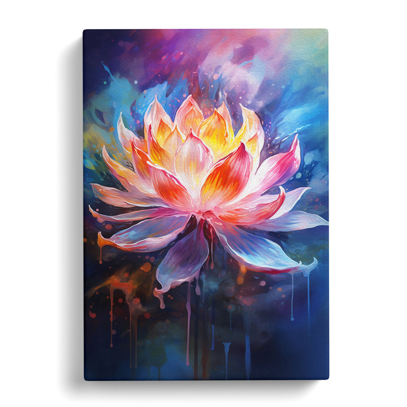 Lotus Flower Gestural - Wrapped Canvas, 50cm H x 35cm W x 3cm D