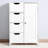 White Bathroom Cabinet With Adjustable Shelf And 4 Slatted Drawers - For Living Room, Office Storage In Routed Handle Drawers, Different Spaces