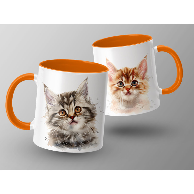 Ceramic Coffee Mug, 2, Orange