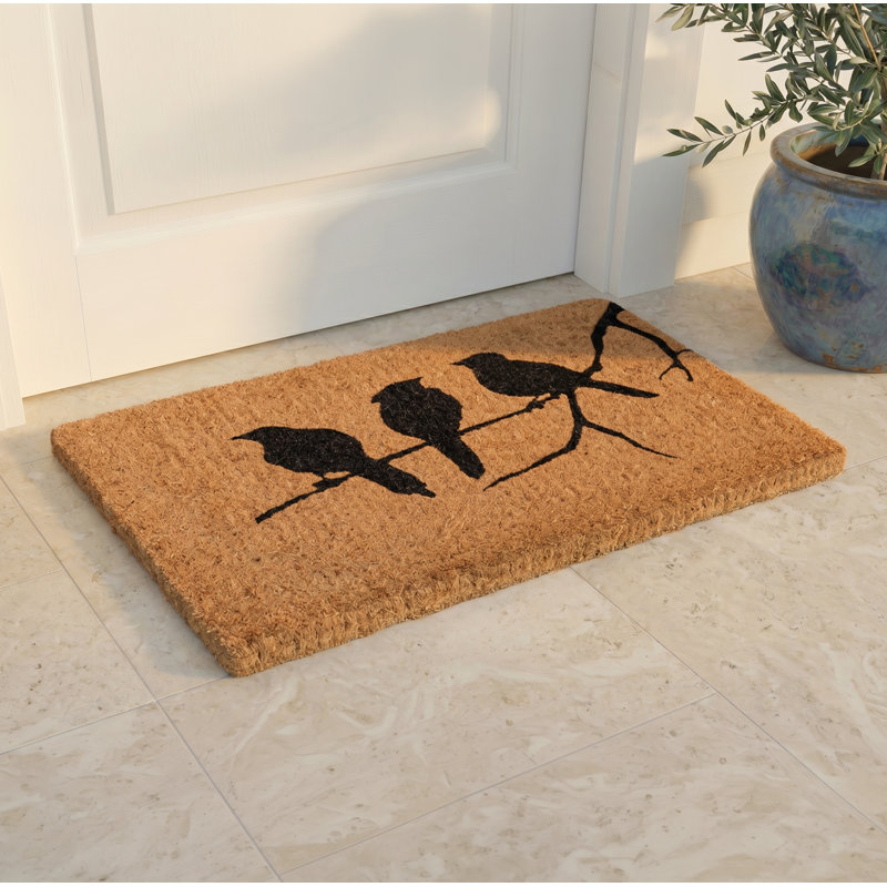 Paillasson Laurrine, Birds on Branch - Natural, 18" x 30" Thick
