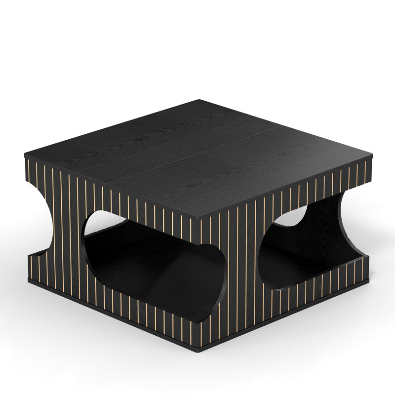 Farmhouse Square Coffee Table With Storage, Black