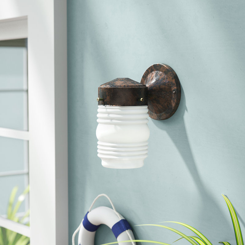 Hartnell Wall Light, Polished Brass, Frosted