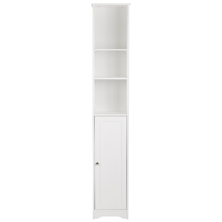 Bonnlo Bathroom Organizer and Storage Wooden Side Bathroom Cabinet with 4  Drawers Free Standing Cabinet White for Bathroom Bedroom Living Room