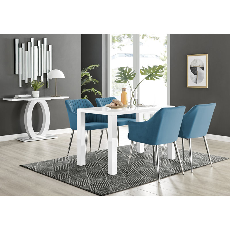 Muski 4 - Person Dining Set, White