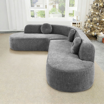 122" Large Chenille Curved Sectional