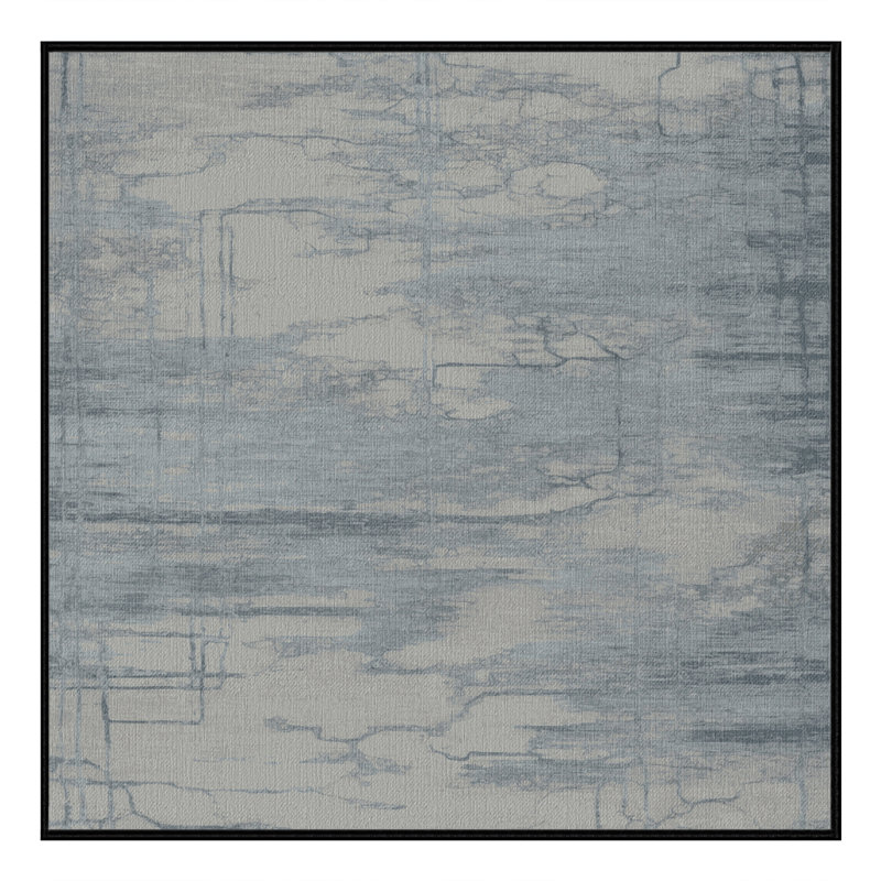 Machine Washable Abstract Gray Area Rug, Square 5'