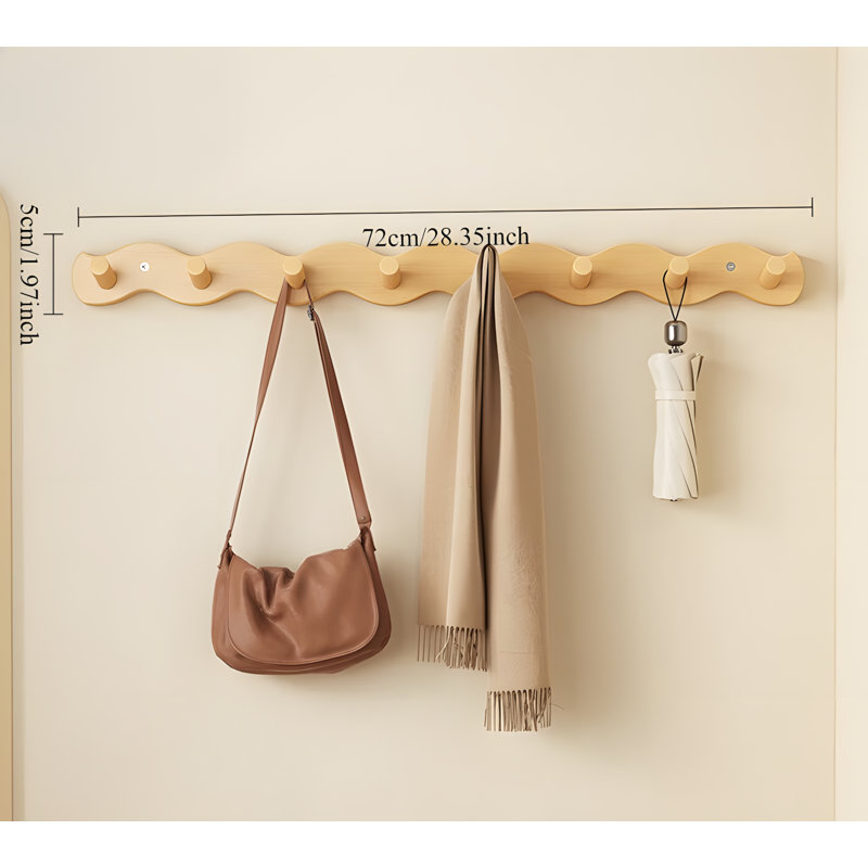 Wall Mounted Coat Rack With Hooks, Space Saving Wall Hanging Organizer For Hats, Coats, Towels And Bags, Durable Bathroom And Entryway Storage Solution8 Hooks
