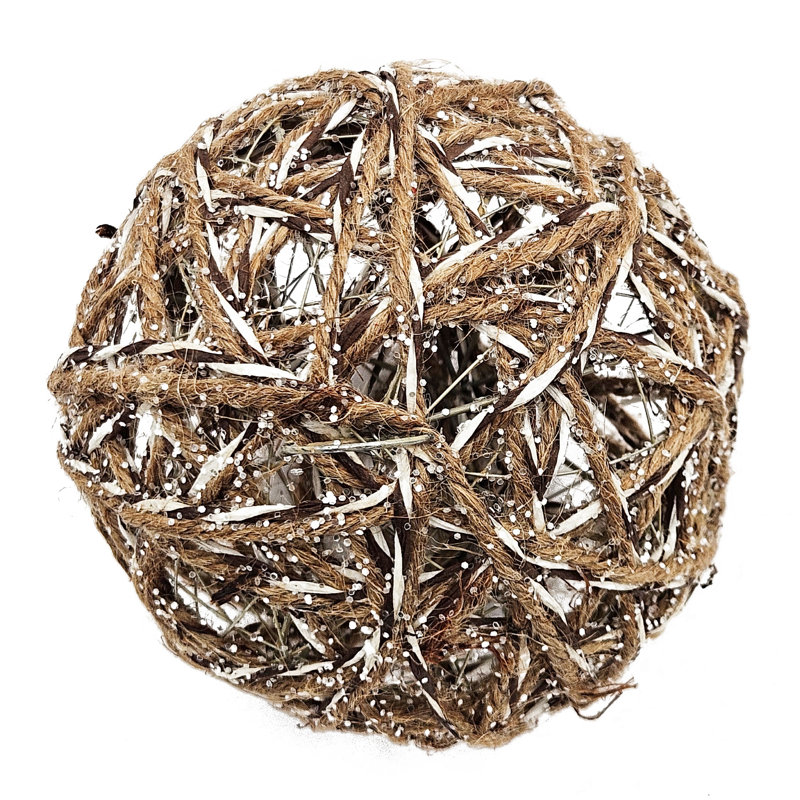 Rattan Ball Hanging Ornament  Set of 12  5"Dia.  Brown