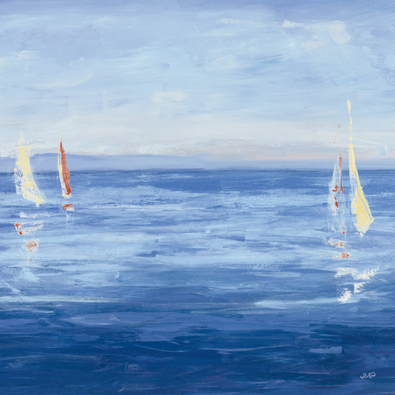 «Open Sail with Red Crop» par Julia Purinton - reproduction, Non, H 12 po x l 12 po x P 1,25 po, Toile encadrée noire