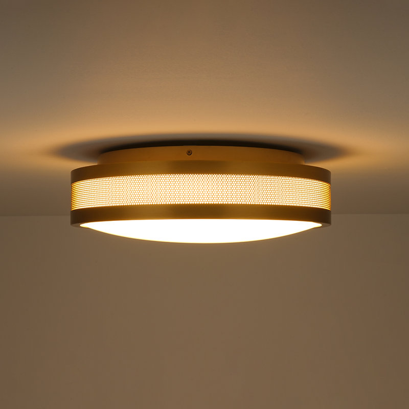 Dimmable Led Glass Flush Mount, Brushed Brass