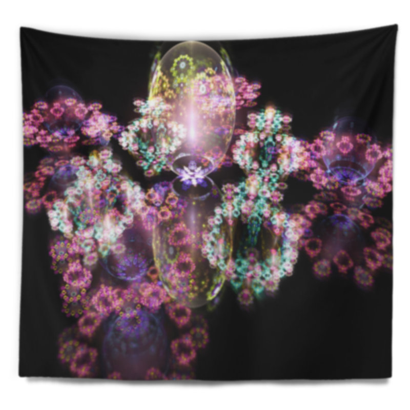 Goutte d'eau abstraite rose sur tapisserie miroir, H 32 po x l 39 po