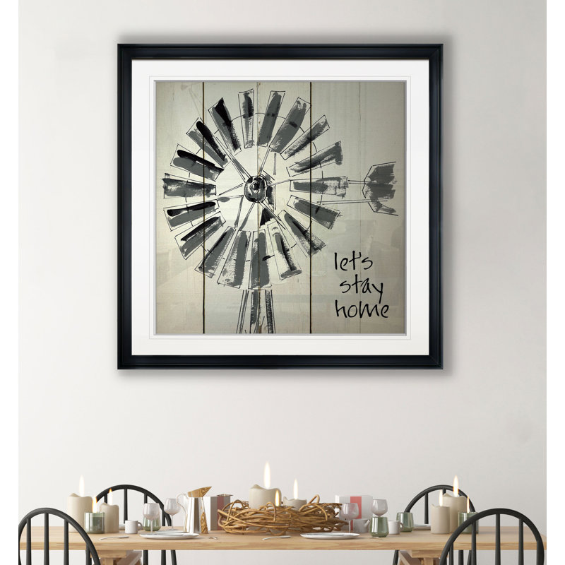 Let's Stay Home - impression d'art graphique, H 26,5 po x l 26,5 po x P 1,5 po, Cadre plastique noir
