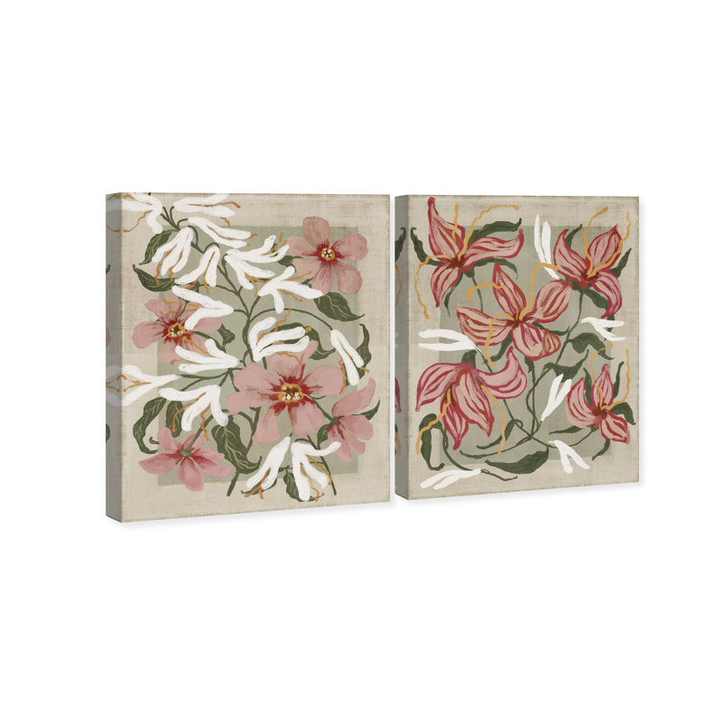 Lilies Flower Set Floral & Botanical Canvas Print by Oliver Gal, Black Frame, 16 x 20, 24" H x 20" W, Gallery Wrapped
