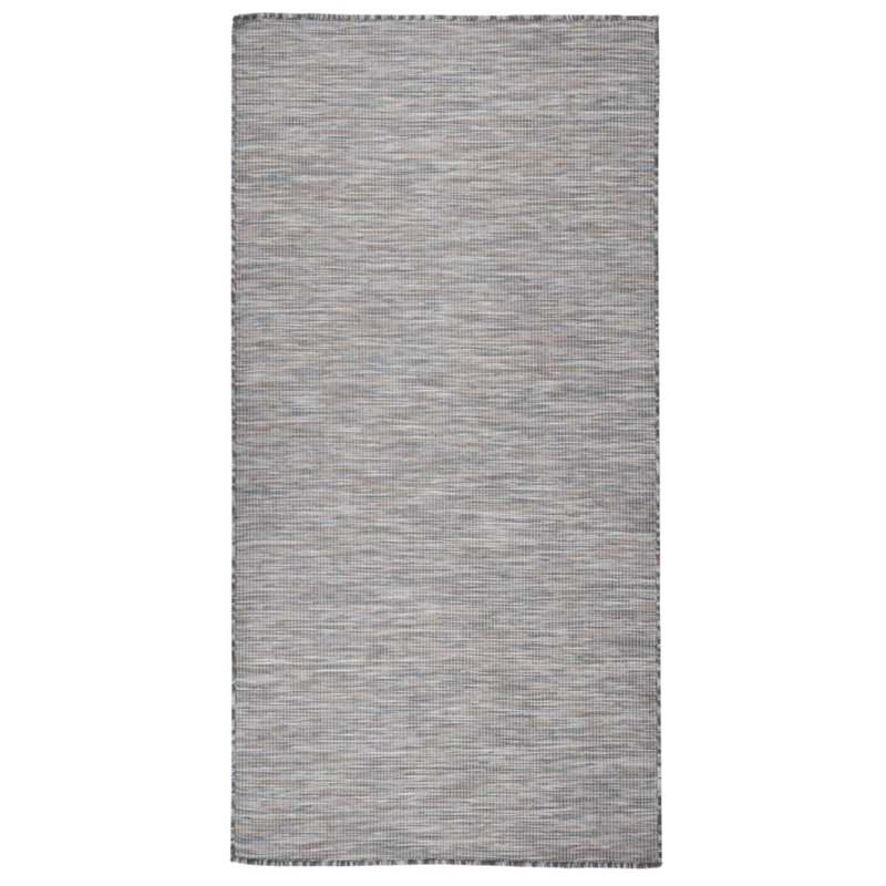 Weddington Outdoor Flatweave Rug Brown and Blue, Rectangle 100 x 200cm