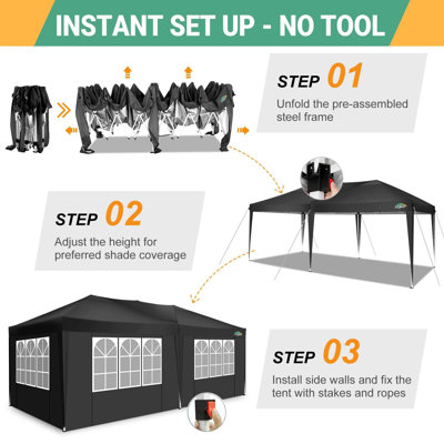 10x20 Pop Up Canopy with 6 Sidewalls,Waterproof Canopy Outdoor Event 