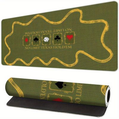 Tapis de jeu pour Texas Hold'Em, avec une surface en caoutchouc lisse - Comprend une fonction antidérapante de haute qualité, un design à cadre vert, lavable à la machine, durable et parfait pour les joueurs ainsi que pour une utilisation sur un burea