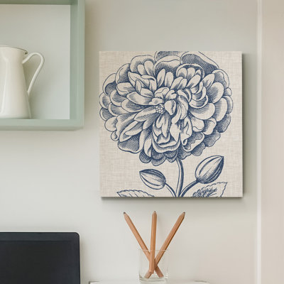 « indigo floral on lin iii », reproduction de peinture sur toile tendue