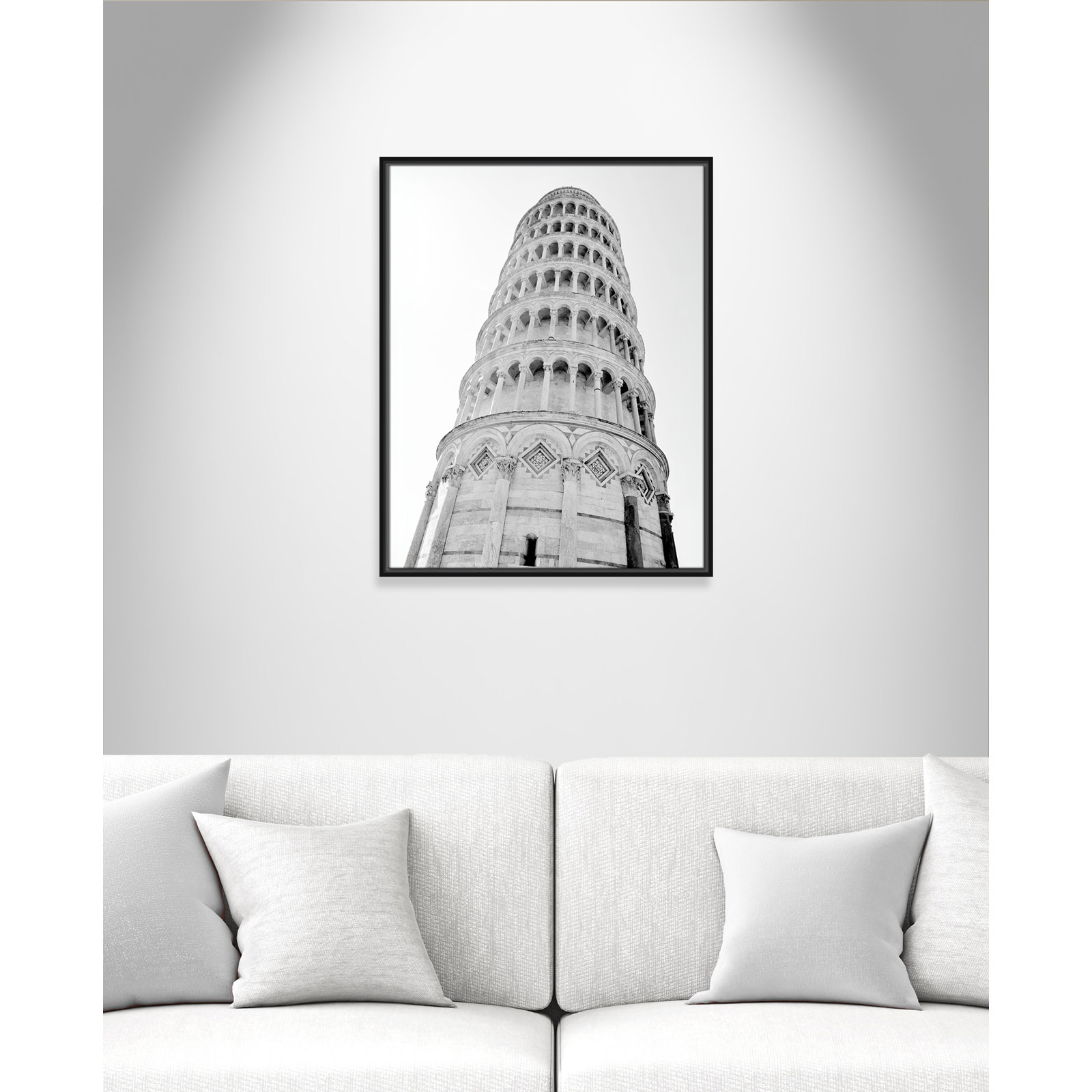 Iconic City Collection "Pisa" Print by Natalie Carpentieri, Black Floater Frame, No, 29.5" H x 23.5" W x 2" D