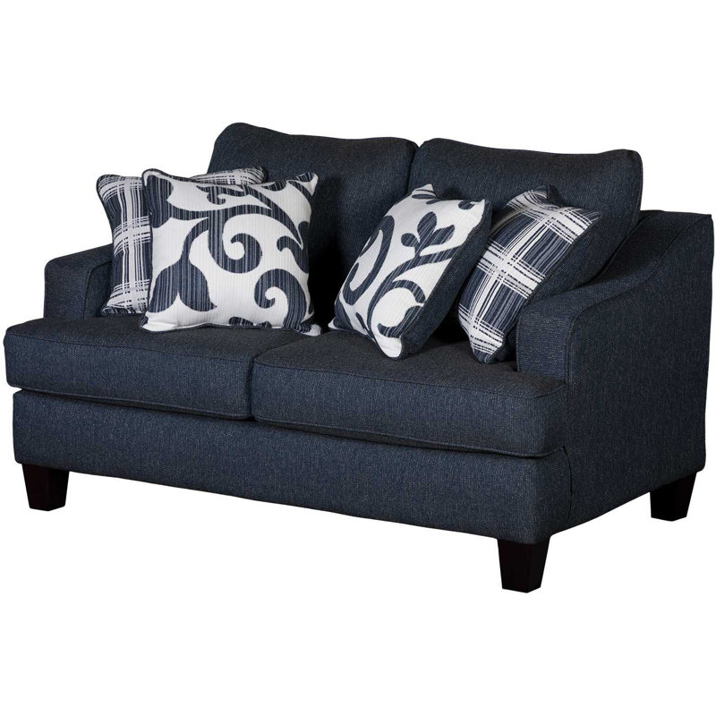Upholstered 64'' Loveseat, Navy Blue