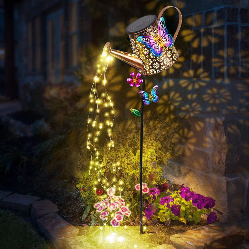 Piquet de jardin solaire, piquet de jardin extérieur imperméable avec lumières suspendues pour patio, pelouse et allée