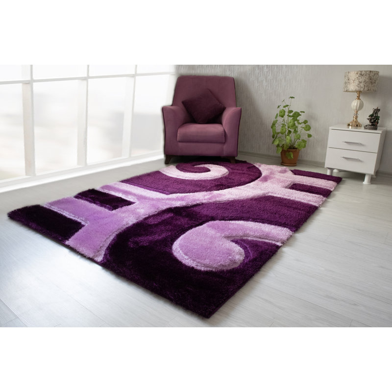 Tapis blanc / noir / rose en polyester Gustav, Rectangle 5 pi x 7 pi