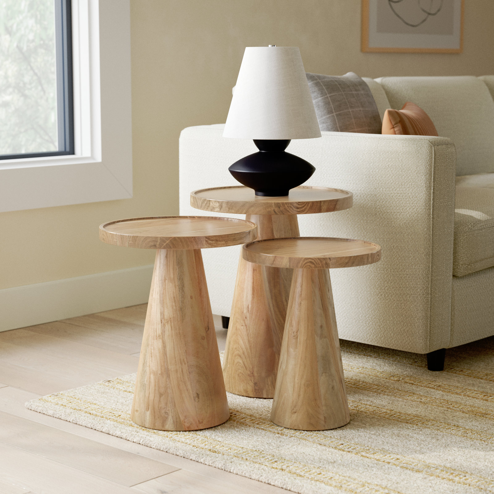 Jean 18" Acacia Nesting End Tables, Natural