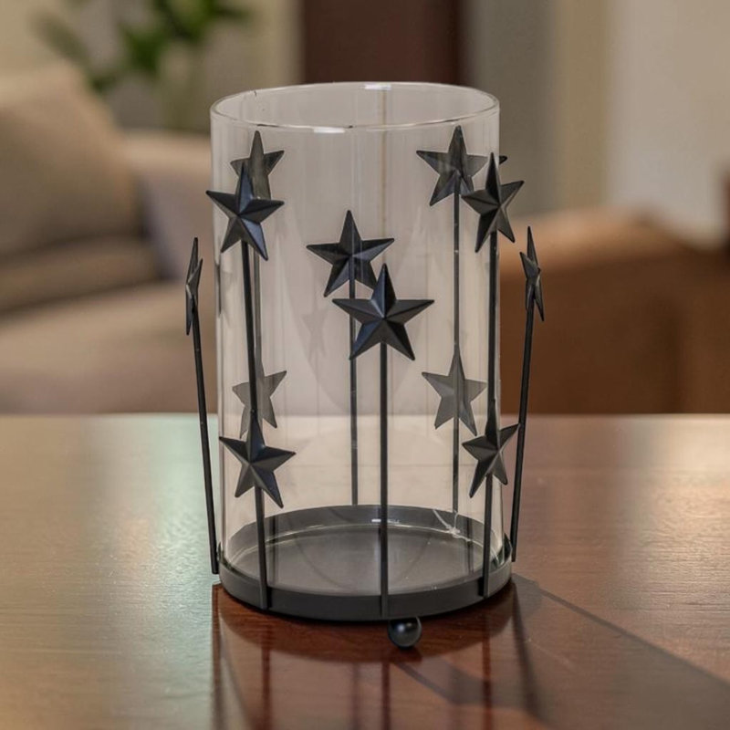 Large Black Metal Star Candle Holder 22cm